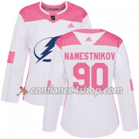 Adidas Maillot de Hockey Tampa Bay Lightning Vladislav Namestnikov 90 2017-2018 Blanc Rose Fashion Authentic - Femme